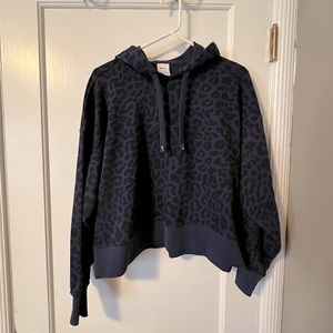Nike Sweatshirt, Crop, Navy Blue Leopard Print
